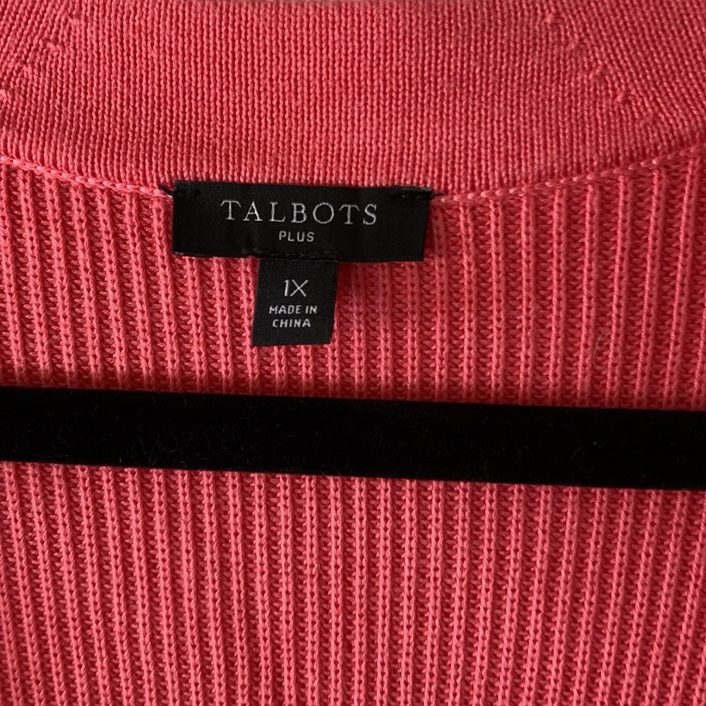 Talbots Pink Orange Ombr Button Front Sweater - image 4